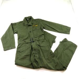 US Army HBT Mechanic Coveralls 13 Star Buttons Green Sz 36R 1940s 50s